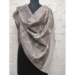 Luxury Fine <b>Wool</b> Zari Tree Cutting Jaal Stole for Women Premium Soft Warm Shawl 70x200cms Elegant Designer <b>Wrap</b> Ready Stock - Product Image 3