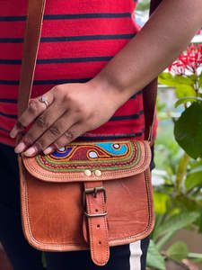 กระเป๋าหนังแพะเย็บปักด้วยมือสำหรับผู้หญิง,กระเป๋าสะพายพาดลำตัวขนาด5*7นิ้วกระเป๋าเงินหนัง - Product Image 2