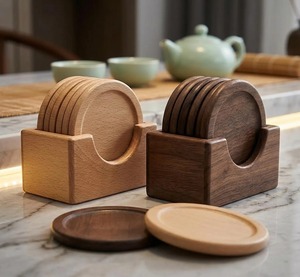 Sous-verre en bois classique de luxe - Accessoire de cuisine écologique et durable à prix raisonnable, couleur naturelle, diamètre personnalisé - Product Image 6