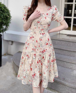 Robe longue en mousseline de soie à fleurs élégante pour femmes - Robes de soirée décontractées printemps-été - Product Image 4