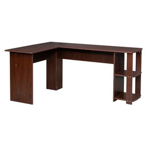 Scrivania per Computer ad Angolo Retto a Forma di L in Legno con Librerie Mobili Convertibili per Camera da Letto o Ufficio d'Hotel - Product Image 4