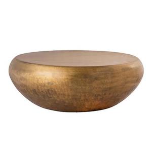 Mesa de centro de sala de estar, blanca, con revestimiento sólido, de la mejor calidad, redonda, grande, para uso central, en mármol y metal. - Product Image 4