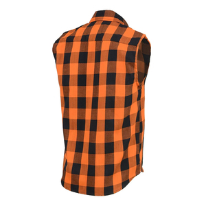 Nouvel Arrivage T-shirt en Flanelle pour Homme Noir Orange Motif Imprimé Style Boutonné Deux Poches Sans Manches Respirant Printemps - Product Image 2