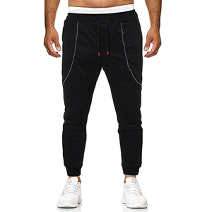 Pantalon de jogging en molleton noir 100 % haute qualité, matière de qualité supérieure, logo personnalisé, poche Soli, coupe droite, pour homme, pantalon de survêtement court personnalisé - Product Image 1