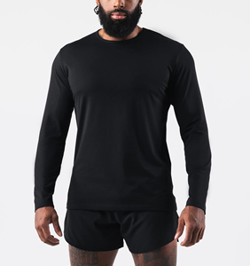 T-shirts pour hommes en gros, ajustés, 65% polyester, 30% rayonne, 5% élasthanne, manches longues, pour hommes, en vrac - Product Image 3