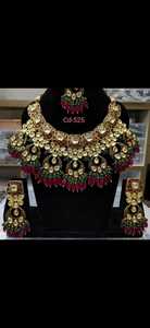 Indian Classic Women's Choker Wedding Engagement Anniversary Party Green Traditional Crystal Kundan Faux Pearl Alloy Gold <b>Gift</b> - Product Image 2