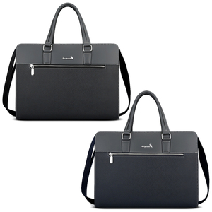 Housse pour ordinateur portable en cuir Changmian, sac à bandoulière en cuir PU avec fermeture éclair, sac de protection pour bureau professionnel, noir - Product Image 2
