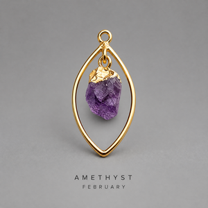 Colgante de Amatista en Bruto (Piedra de Nacimiento) de 8-10mm, Plata de Ley, Joyería de Piedras Preciosas en Bruto para Regalos de Revendedores al por Mayor de Febrero - Product Image 1