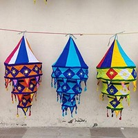Lampes de mariage en coton de luxe faites à la main et colorées, lanternes bohèmes pour festivals/Diwali/fêtes, chandeliers d'intérieur/extérieur pour tentes et jardins