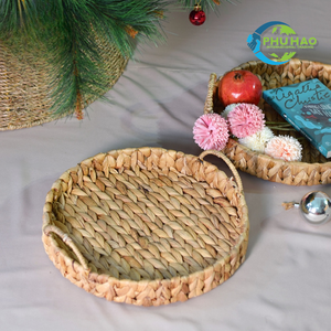 Handcrafted WATER HYACINTH TRAY FRUIT STORAGE BASKET with Handles Multi-Purpose Storage and Serving Tray - Product Image 2