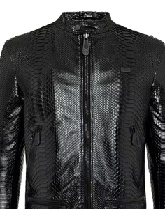 Chaqueta de Cuero con Grabado Croco OEM, Chaqueta de Motociclista de Cuero Genuino para Hombre, Chaqueta de Moda, Fabricante y Proveedor Personalizado - Product Image 5