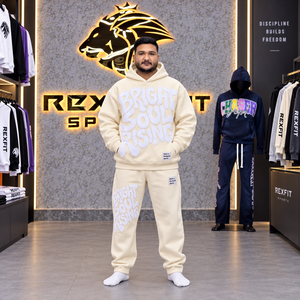 Oversized Chenille Letter Pullover Hoodie Set for <b>Men</b> Heavyweight Fleece Sweatshirt <b>Cuffed</b> <b>Jogger</b> Winterwear Custom Label OEM - Product Image 2