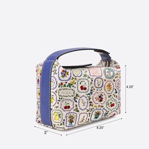 Whimsical Storybook Print Polyester Structured Train <b>Case</b> Cosmetic Bag with Leather Handle for Travel and Beauty Storage - Product Image 2