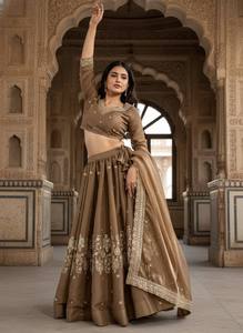 Women Lehenga Choli <b>Tissue</b> Silk Sequence Work Indian <b>Wedding</b> Outfit Elegant Party Dress - Product Image 2