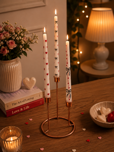 Luxury Handcrafted Decorative <b>Dinner</b> <b>Candle</b> Set for Home Decor Copper Taper <b>Candle</b> Holder Set of 3 with Valentine Design for Hom - Product Image 1