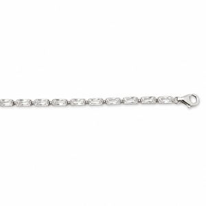 Pulsera de tenis de plata de ley 925 con diamantes baguette para mujer, joyería elegante de alto brillo para fiestas, bodas y uso diario - Product Image 2