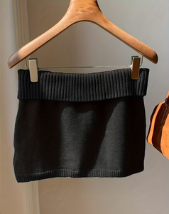 Ribbed Knit Mini Skirt for Women High Waist Casual Stretch Skater Skirt Washable Anti Pilling Spring Fall - Product Image 6
