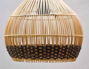 Pear Shaped Wicker Pendant Light Shade Two-Tone Contrast Mesh <b>Rattan</b> Lampshade Minimalist Dining Room <b>Lantern</b> - Product Image 2