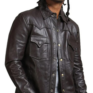 Veste en cuir pour homme de haute qualité, best-seller, à manches longues, style décontracté, en gros, légère - Product Image 4