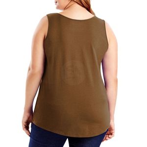 เสื้อกล้ามสีน้ำตาลไซส์ใหญ่สำหรับผู้หญิง แขนกุด คอกว้าง ผ้าคอตตอนผสม ใส่สบายๆ ในฤดูร้อน เหมาะสำหรับใส่เป็นเสื้อซ้อนๆ ผลิตตามสั่ง - Product Image 3