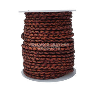 5mm Artisan Antique Dark Brown Matt <b>Braided</b> Leather <b>Cord</b> Vintage Bolo Leather Rope Jewelry Making Material Supplier - Product Image 3