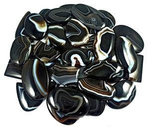 Pierre précieuse en onyx noir naturel à bandes, cabochon, cristal de guérison, pierre précieuse pour la fabrication de bijoux - Product Image 4