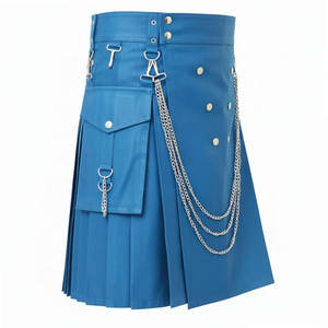 Falda Cargo Azul de Algodón para Mujer, Estilo Utilitario, con Cadenas, Punk Rock Gótico, Tela Resistente Personalizada - Product Image 2