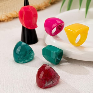 Anillos llamativos de resina pulida de colores, geométricos irregulares, grandes y gruesos, unisex, para fiesta, joyería de moda - Product Image 6