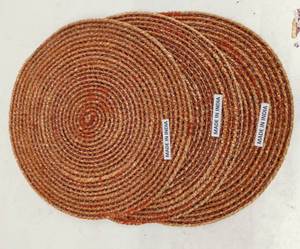 Mantel individual espiral de fibra natural de yute y seda con ribete rojo alegre, mantel individual redondo tejido a mano, sin plástico, reutilizable, perfecto para la mesa - Product Image 5