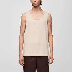 <b>Men</b> Boxy Cropped Quick Dry Ribbed Cotton Custom Print Logo Summer <b>Singlet</b> Sleeveless Sleeve T-shirts Sport Gym Vest Tank Top <b>Men</b> - Product Image 1