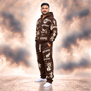 ชุดเซ็ตแทรคสูทลายกราฟิก เสื้อฮู้ดซิปเต็มตัวและกางเกงขายาวรูดเชือก ยูนิเซ็กซ์ ป้ายกำกับสั่งทำได้ พิมพ์ลายทั่วตัว สตรีทแวร์ใส่ได้ทุกวัน ขายส่ง - Product Image 5