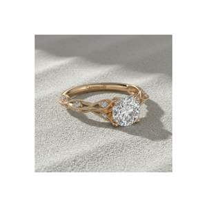 Anillo de Compromiso con Diamante Creado en Laboratorio, Diseño Vintage Milgrain Navette, Corte Redondo, Anillo de Novia de Oro, Fábrica de Joyería OEM ODM - Product Image 1