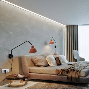 Modern plug in <b>wall</b> <b>sconce</b> with an angled black metal arm and warm copper shade Designed for focused task <b>lighting</b> while - Product Image 3
