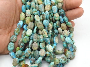 Perles de turquoise de l'Arizona en vrac, lisses, ovales, polies, en forme de pépites, 16 pouces de long, 8x6-13x10mm environ - Product Image 6