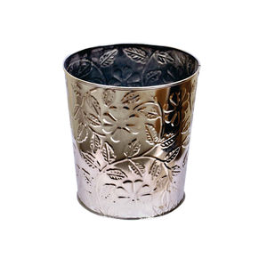 Maceta de metal vintage corrugada de hierro galvanizado al por mayor, pequeña maceta de jardín de hojalata acanalada con borde oxidado - Product Image 2