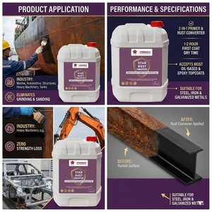 STARSHIELD TECHNOLOGIES Revestimiento Convertidor de Óxido Industrial para Maquinaria, Herramientas y Componentes Metálicos, Aplicación con Spray/Pincel/Rodillo - Product Image 3