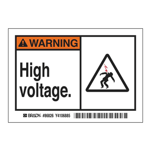 Étiquettes autocollantes d'avertissement haute tension Brady pour équipements électriques dangereux - Product Image 3