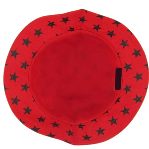 Chapeau Bob en Coton Imprimé Personnalisé Motif Étoiles Rouges et Noires Unisexe pour l'Extérieur, Protection Solaire Estivale, Plage, Large Bord Respirant - Product Image 3