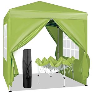 Tenda da Campeggio Impermeabile Grigio-Verde a 2 Porte e 2 Finestre 6.5x6.5FT Pieghevole ad Angolo Retto - Product Image 4