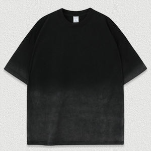 Camiseta de algodón unisex de manga corta, estilo vintage, desgastada, con degradado, extragrande, para hombre - Product Image 5