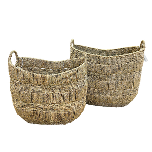 Hand Woven Eco-Friendly Seagrass Storage <b>Basket</b> with Handle and <b>for</b> Clothing in Vietnam - Product Image 2