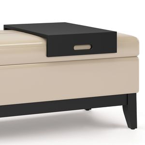 Satin Cream Oregon <b>Storage</b> Ottoman Bench with Tray Elegant <b>Stools</b> & Ottomans - Product Image 5