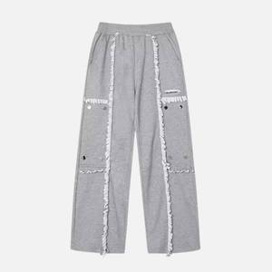 High Quality Khaki Flare Distressed Pants Vintage Distressed Cotton Pants Distressed Denim Pants Men - Product Image 1