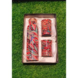 5 Pcs <b>Copper</b> <b>Bottle</b> with Hammered Tumblers Gift Box Set Artisanal <b>Copper</b> Drinkware for Corporate Gifts Home Hotel Wedding Decor - Product Image 4