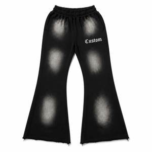 Pantalon de survêtement pour hommes grandes tailles, lavage enzymatique, molleton doux, 100% coton biologique, taille élastique, écologique, respirant, effet vintage, décontracté - Product Image 1
