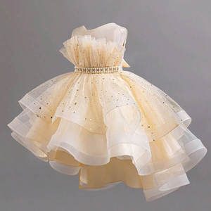 Vestido de Princesa Elegante al por Mayor para Niñas de 1 a 12 Años, Vestido de Fiesta de Lujo con Lentejuelas y Estrellas, Vestido de Dama de Honor de Satén y Tul con Flores - Product Image 5