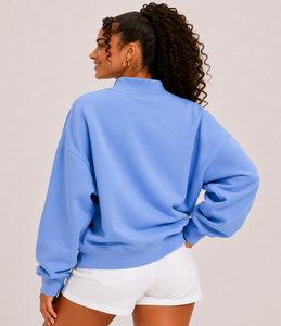 Sweat-shirt décontracté à col montant pour femme, personnalisé, coupe oversize, manches longues, en molleton de coton, vente en gros - Product Image 5
