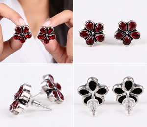Quartz Flower <b>Stud</b> <b>Earrings</b> 5 Petal Teardrop Cut Bezel Setting <b>Silver</b> Plated Women's Party Jewelry Wholesale Supplier - Product Image 6