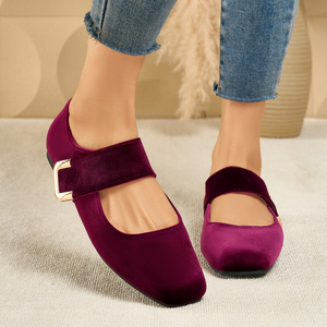 2026 New Arrival Spring Ladies Retro Velvet Mary Jane <b>Shoes</b> <b>Soft</b> Sole Square Toe Flat Height-Enhancing & Slimming - Product Image 4