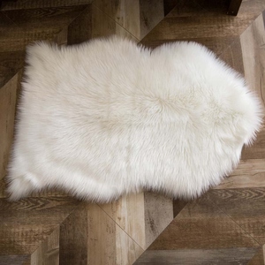 White Sheepskin <b>Rug</b> Novelty Shape Plush <b>Thick</b> Hand Tufted Non Slip Rubber Backing For Bedroom Home Decor - Product Image 5